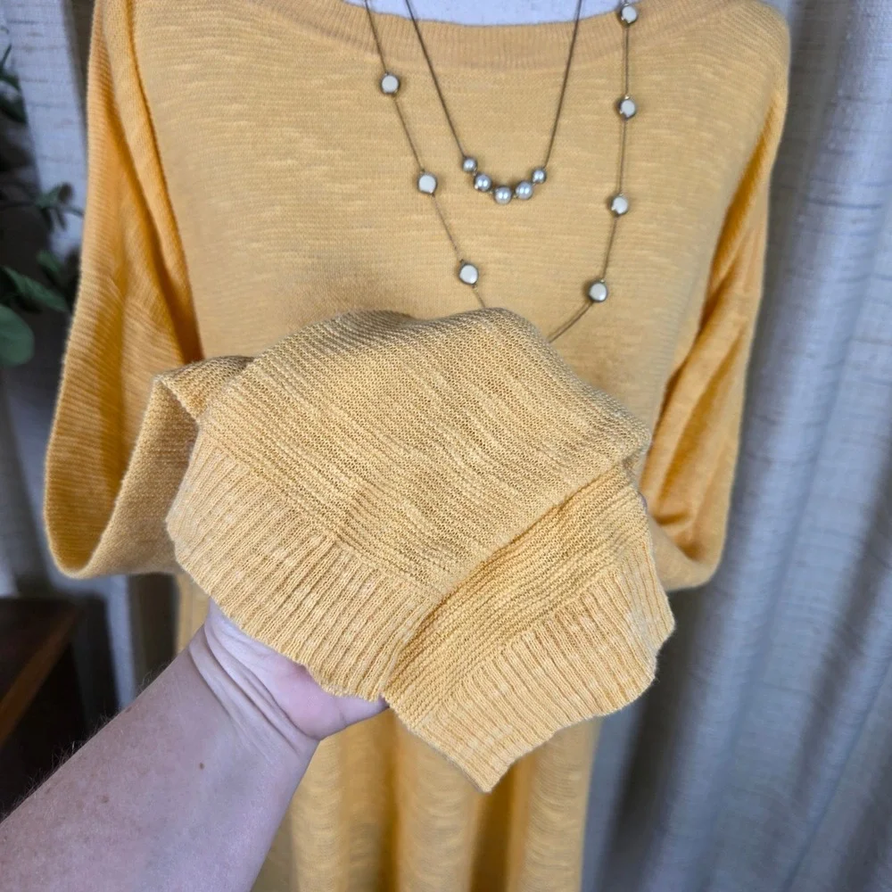 Eileen Fisher Linen Sweater Tunic 3X Boat Neck Yellow Long Sleeve Coastal Flowy - Picture 7 of 12